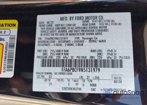 2022 Ford Mustang Gt from USA, damaged, VIN 1FA6P8CF9N5131979